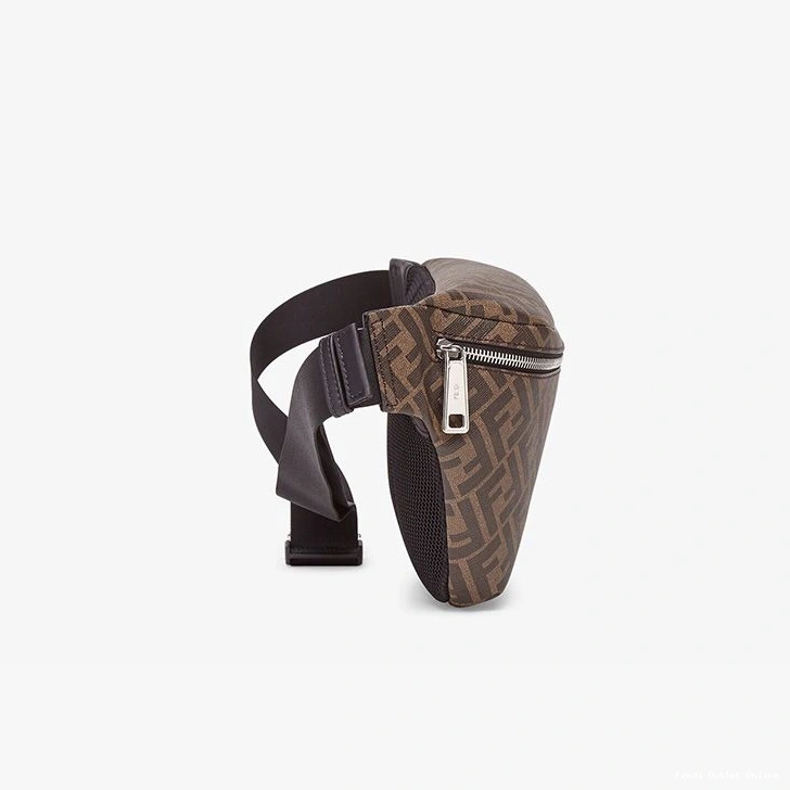 Cheap FF Fabric Fendi Motif Red Belt Brown Bag In 0808